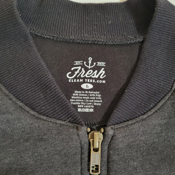 Fresh Clean Tees Mens Sweatshirt Black Size L Full Zip Long Sleeve Fleece 1260 - Picture 3 of 5